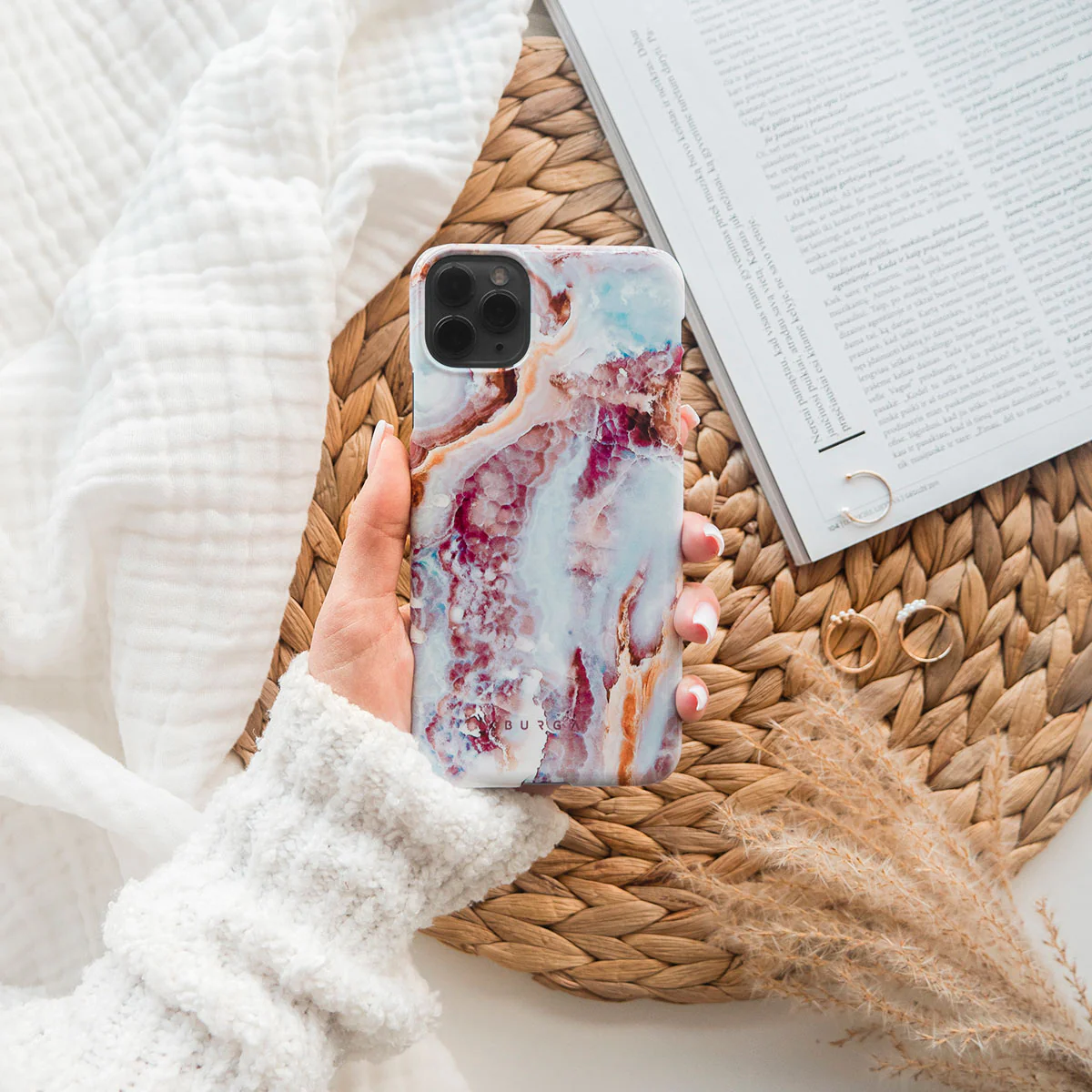 Frozen Leaves - Cute Marble Samsung Galaxy A37 5G Case - Image 7