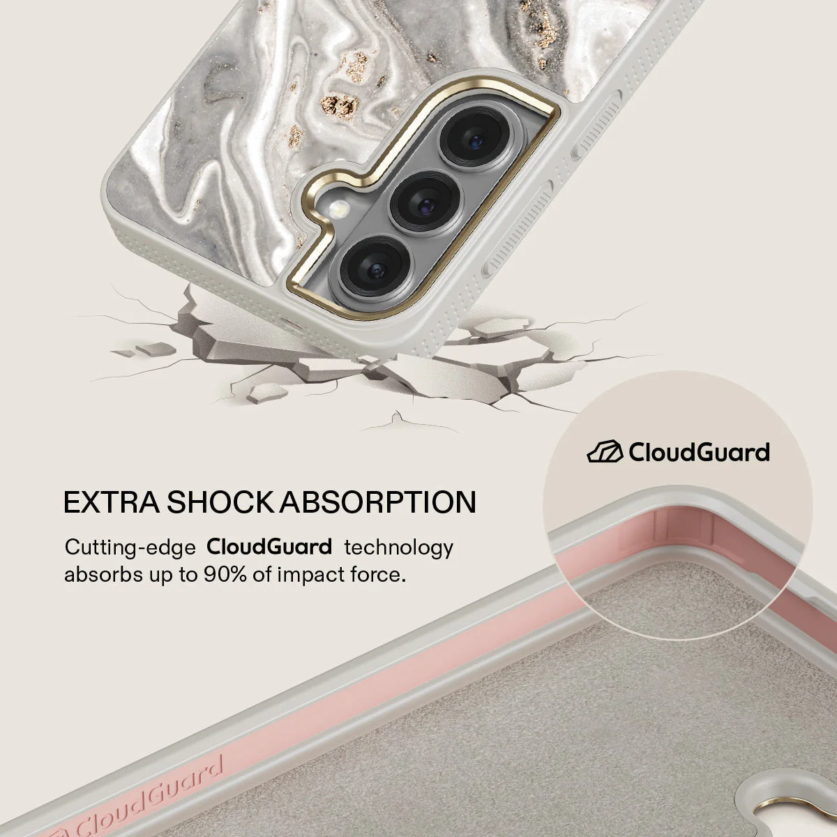 Snowstorm - Grey Marble Samsung Galaxy S26 Case - Image 28