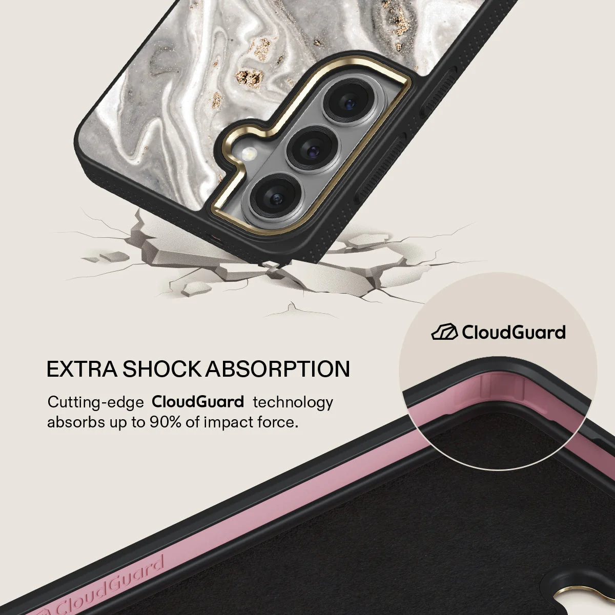 Snowstorm - Grey Marble Samsung Galaxy S26 Case - Image 7